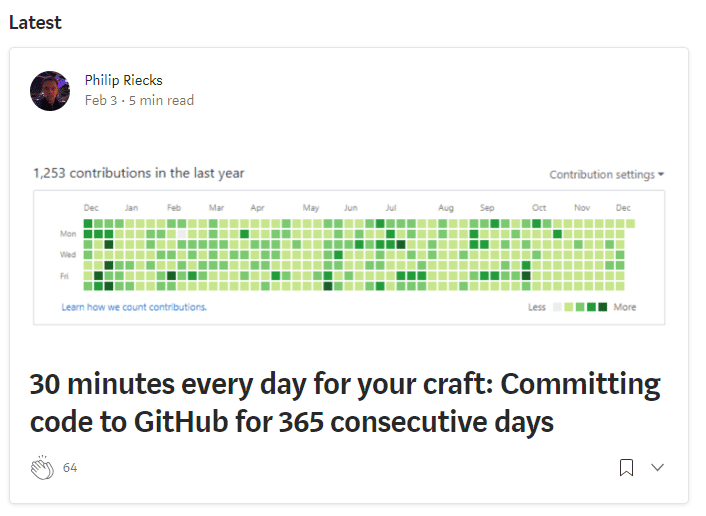 Medium post for Developer Habit Write Code For 365 consecutive days